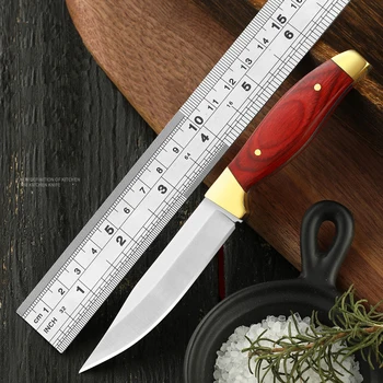 Портативный походный кухонный нож, Острый нож для мяса для барбекю, Карманный нож высокой твердости с ножнами