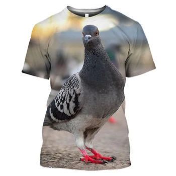 Новая Летняя Мужская футболка с 3D Принтом Wild Pigeon, Повседневный Пуловер С Круглым вырезом И коротким Рукавом, Уличная Футболка, Топы Оверсайз, Женская одежда