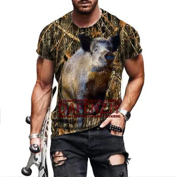 Камуфляжная футболка с 3D принтом охотничьих животных Дикий Кабан, мужская футболка для отдыха, уличный пуловер Унисекс, футболка с коротким рукавом