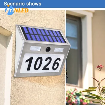 Светодиодная солнечная вывеска с номером дома, водонепроницаемая солнечная вывеска с номером дома, сад, крыльцо, светодиодный номер дома