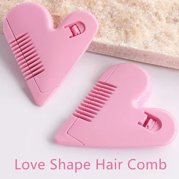 Розовый мини-триммер для волос Love Heart Shape Расческа для стрижки волос на теле, в бикини, для удаления волос на лобке, Щетки с лезвиями, инструменты для обрезки