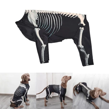 Костюм для домашних животных на Хэллоуин, толстовка со скелетом, одежда для щенков на 4 ноги, фестивальная толстовка