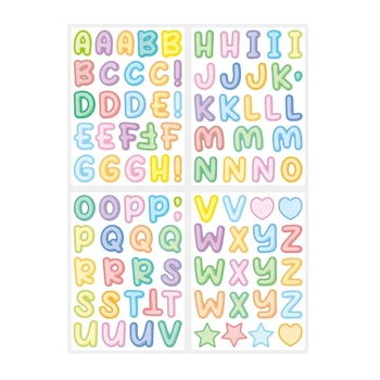 4 Листа Самоклеящихся Наклеек С Буквами, Мультяшные Наклейки С Буквами-Alphabet Stickers H7EC