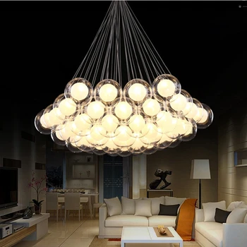 28 Кластерный Подвесной светильник Nordic living room простой стеклянный пузырьковый подвесной светильник украшение дома столовая длинный проволочный светильник