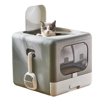 Прочный Ящик для кошачьего туалета для Всплеска, Складной И Удобный Для чистки, Ящик для кошачьего туалета, Ящик для домашних животных, Судно