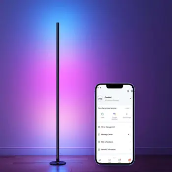 120 см WiFi Угловой Торшер Smart APP Control Стоячая Лампа Для Спальни С Регулируемой Яркостью LED RGB Mood Light Home Decor Освещение