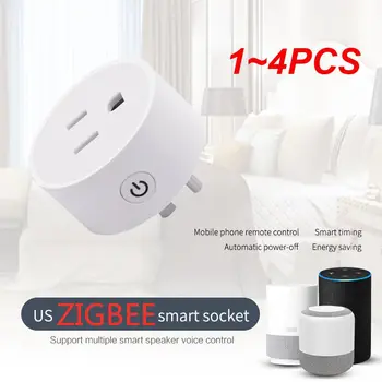 1 ~ 4ШТ Tuya Smart Plug розетка Smart Life App Пульт дистанционного управления Работает с Alexa Home Стандарт США, вилка