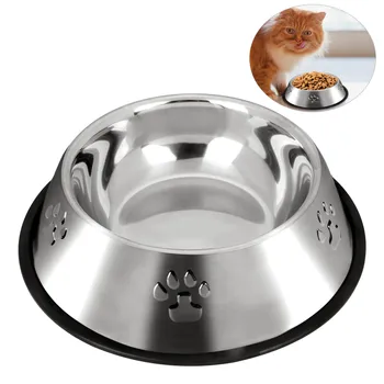 Новые миски для собак и кошек, миска для кормления из нержавеющей стали, миска для воды для домашних собак, кошек, щенков, блюдо для уличного питания, 4 размера