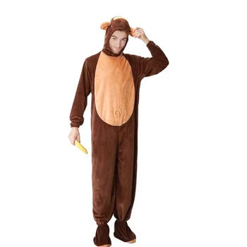 Комбинезон с животными, коричневый костюм обезьяны для косплея, костюм для сценического представления на Хэллоуин для взрослых, могут носить как мужчины, так и женщины