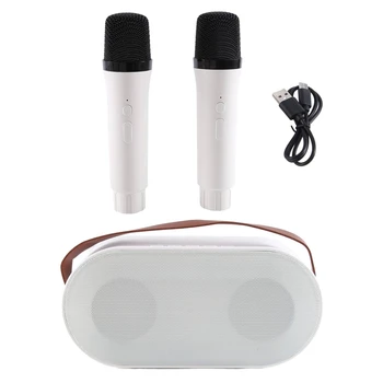 Караоке-машина RISE-Mini, портативная Bluetooth-колонка с 2 беспроводными микрофонами со светодиодной подсветкой