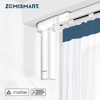Занавеска Zemismart Matter с дорожкой для сращивания Приложение Home Дистанционное управление Smart Curtain Matter Over Thread Slide Alexa Google Home