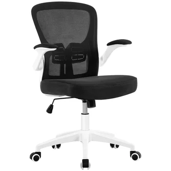 Офисное кресло SmileMart из эргономичной сетки на колесиках с поясничной поддержкой в середине спинки, белый