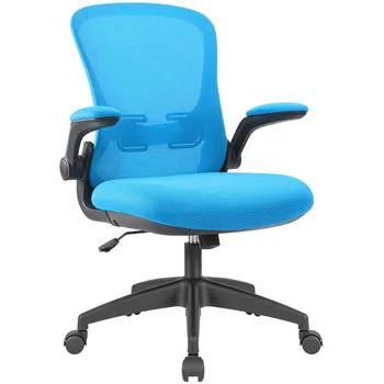 Сетчатый офисный стул со средней спинкой, Эргономичный рабочий стул с откидывающимися подлокотниками, отличная устойчивость и мобильность мебели