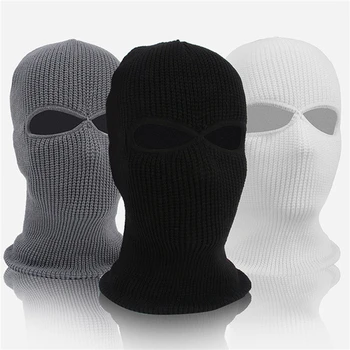 Зимняя маска для полного покрытия лица, Балаклава с 2 отверстиями, вязаная шапка, Армейская Тактическая CS, Зимняя Лыжная Велосипедная маска, Шапочка-Бини, Шарф, Теплые маски для лица