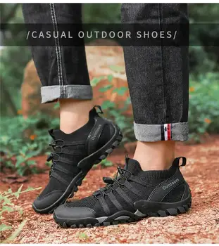 Летняя мужская повседневная спортивная обувь из воздушной сетки с мягкой нескользящей подошвой, дышащая уличная походная обувь большого размера, обувь для скалолазания, Водоотталкивающая обувь