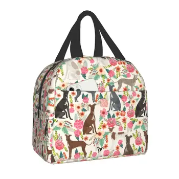 Итальянская Борзая Собака, Утепленная сумка для ланча с цветочным рисунком для женщин, мужчин, Сайтхаундов, собак-уиппетов, Термосумка для ланча, Сумка для пляжного кемпинга