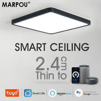 MARPOU Square Smart LED Потолочный Светильник 36 Вт Tuya App Голосовое Управление С Wifi Alexa / Google Затемняемые Потолочные Светильники для Гостиной
