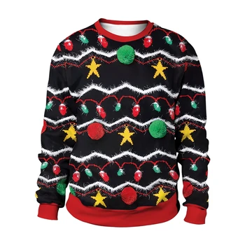 2024 Уродливый Рождественский свитер с принтом Санта-Клауса, Свободный свитер со Снежинками, Пуловер Унисекс, Осенне-зимние блузки, Рождественская одежда