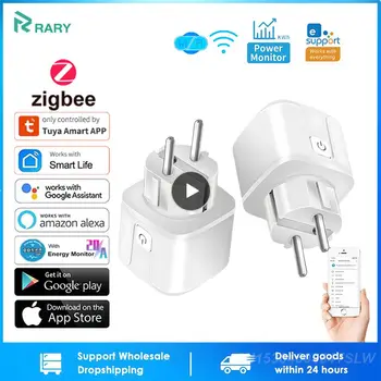 Tuya ZigBee Smart Plug С Монитором Питания EU 20A WiFi Розетка Голосовой Пульт Дистанционного Управления Розетка Адаптер Работает С Alexa Google Home