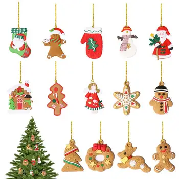 Украшения для рождественской елки, Мини-подвеска для Рождественской елки, Подвесные рождественские украшения для стены, двери в виде Рождественской елки, 14 шт.