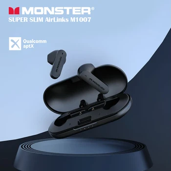 Monster Super Slim AirLinks TWS Наушники Из сплава Ultra Thin Qualcomm Bluetooth Беспроводные Гарнитуры ENC CVC8.0 Наушники С шумоподавлением