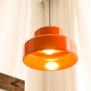 Оранжевая люстра Bauhaus в стиле ретро, светодиодный потолочный светильник для средневекового ресторана, новинка 2023 года, украшение спальни в скандинавском стиле, люстра для кабинета