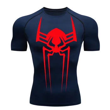 Компрессионная спортивная рубашка с коротким рукавом, мужская футболка для бега, Новый спортивный топ 2099 года, одежда для фитнеса Second Skin с длинным рукавом