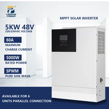 Солнечная инверторная фотоэлектрическая панель мощностью 5000 Ва 220 В, зарядка от сети переменного тока для свинцово-кислотной литиевой батареи, поддержка инвертора WiFi GPRS с портом RS485
