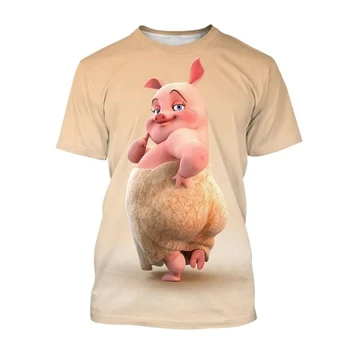 Летняя модная мужская футболка с забавным животным рисунком, персонализированная трендовая уличная одежда, новый креативный принт, круглый вырез, короткий рукав