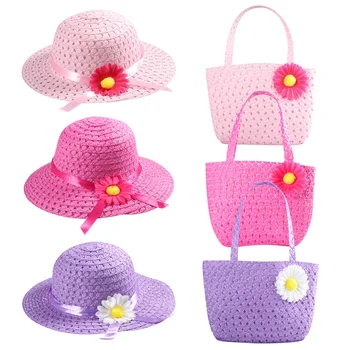 Летняя пляжная шляпа для девочек, костюм для малышей с подсолнухом, детские шляпы для милого маленького чаепития