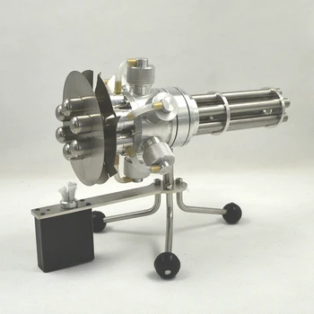Шестицилиндровый двигатель Стирлинга, Подвижная Металлическая Высококачественная пушка Гатлинга в стиле DIY, Экспериментальная Технологическая игрушка