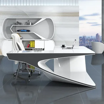 Креативный стол босса простая белая краска стол босса президентский стол современная комбинация офисных столов