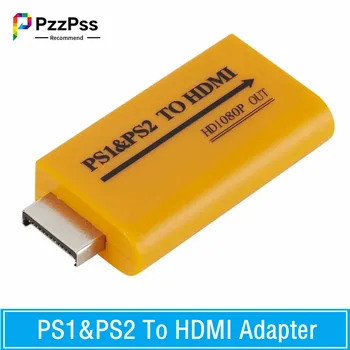 PzzPss Аудио-видео Конвертер, совместимый с PS1 / PS2 в HDMI, с выходом до 1080P Для HDTV-монитора, Проектора, Подключи и играй