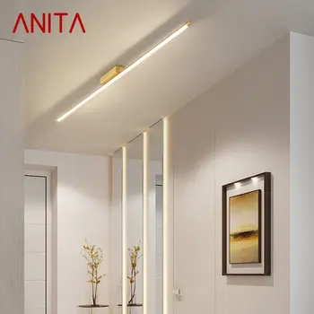 ANITA Современный Латунный Потолочный Светильник LED Creative Simplicity Long Strip Lamp для Домашнего Гардероба Крыльца Прохода Декор