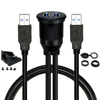 Удлинительный кабель с портом USB 2.0 от мужчины к женщине, водонепроницаемый, для скрытого монтажа, Двойной USB-адаптер для док-станции, Панель для автомобиля, мотоцикла