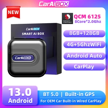 CarAiBOX Box Carplay Ai Box 8-Ядерный процессор Qualcomm 6125 Android 13.0 Система Беспроводной CarPlay Android auto Встроенный Play Store Mini