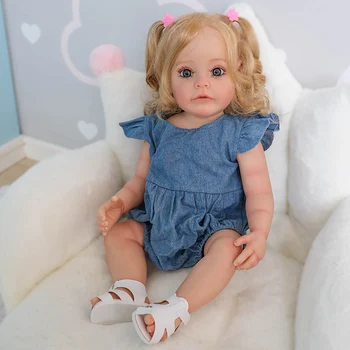 55 см Готовые куклы Reborn Baby Принцесса Сью-Сью, светлые Длинные волосы, укоренившиеся ресницы, 3D нарисованная кожа, видимые вены, кукла для девочек