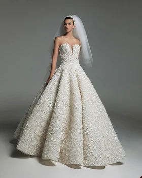 Элегантное женское свадебное платье трапециевидной формы с 3D-принтом 