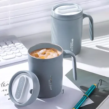 Изолированный стакан для воды, Переносная офисная чашка для питья с крышкой большой емкости, чашка для молока и кофе с соломинкой
