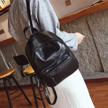 Модный однотонный женский рюкзак из искусственной кожи, школьная сумка через плечо