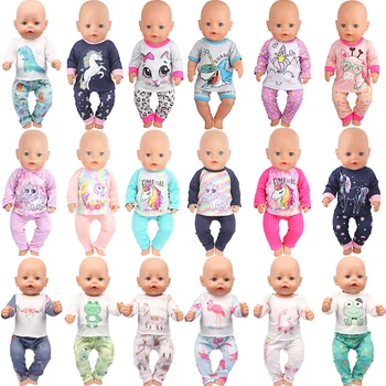 Кукольная Одежда Пижамы Для 43 см Baby Reborn & American 18-Дюймовая Кукла Для Девочек Единорог Лягушка Акула Мультяшная Одежда Костюм Для Generation Doll