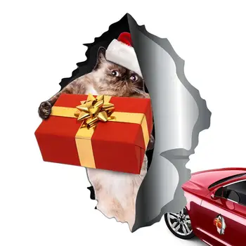 Рождественские Автомобильные Магниты, украшения, Магнитная наклейка, Рождественская наклейка с котом, Магнитная наклейка, Забавные Магниты на бампер, Наклейка на автомобиль