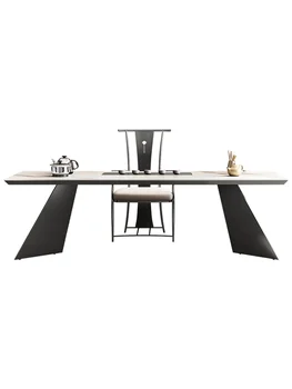 Итальянский минималистичный офис в стиле рок-панно, современное, простое, высококлассное, роскошное сочетание чайного столика и стула