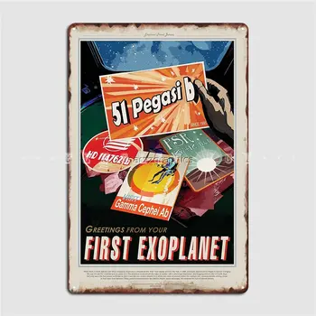 51 Pegasi B, Бюро путешествий на первой экзопланете, Jpl, Туристический плакат, Видение планет Будущего, Металлическая табличка, клуб плакатов