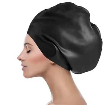 Силиконовая очень Большая плавательная шапочка для длинных волос, заплетенная в косу, Водонепроницаемая Женская Африканская шапочка для плавания большого размера для женщин