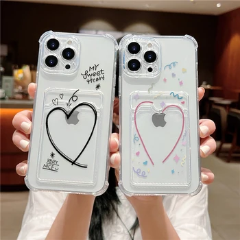 Держатель карты Love Heart Чехол Для Телефона Xiaomi Redmi Note 12 11 10 9 8 Pro 11s 12C Mi 11 Lite 13 12T Poco X5 X3 Pro Чехол-бумажник