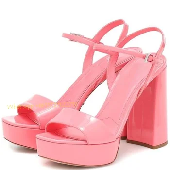 Розовые женские босоножки на платформе, милые босоножки на очень высоком каблуке, летние повседневные вечерние повседневные сандалии с открытым носком для вечеринок