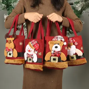 Рождественские украшения, имитация мешковины, сумочка с круглым дном, подарочный пакет, конфеты, снеговик Санта-Клауса 20 *20 см