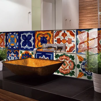 10 Шт Марокканских наклеек Плитка в марокканском стиле для ванной комнаты Винтажный домашний декор Водонепроницаемая наклейка для кухни