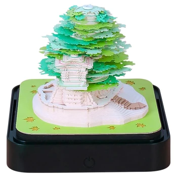 3D Художественный календарь Memo Pad 2024, креативный календарь для часов, Дерево Сакуры, вырезание из бумаги, Липкая заметка 